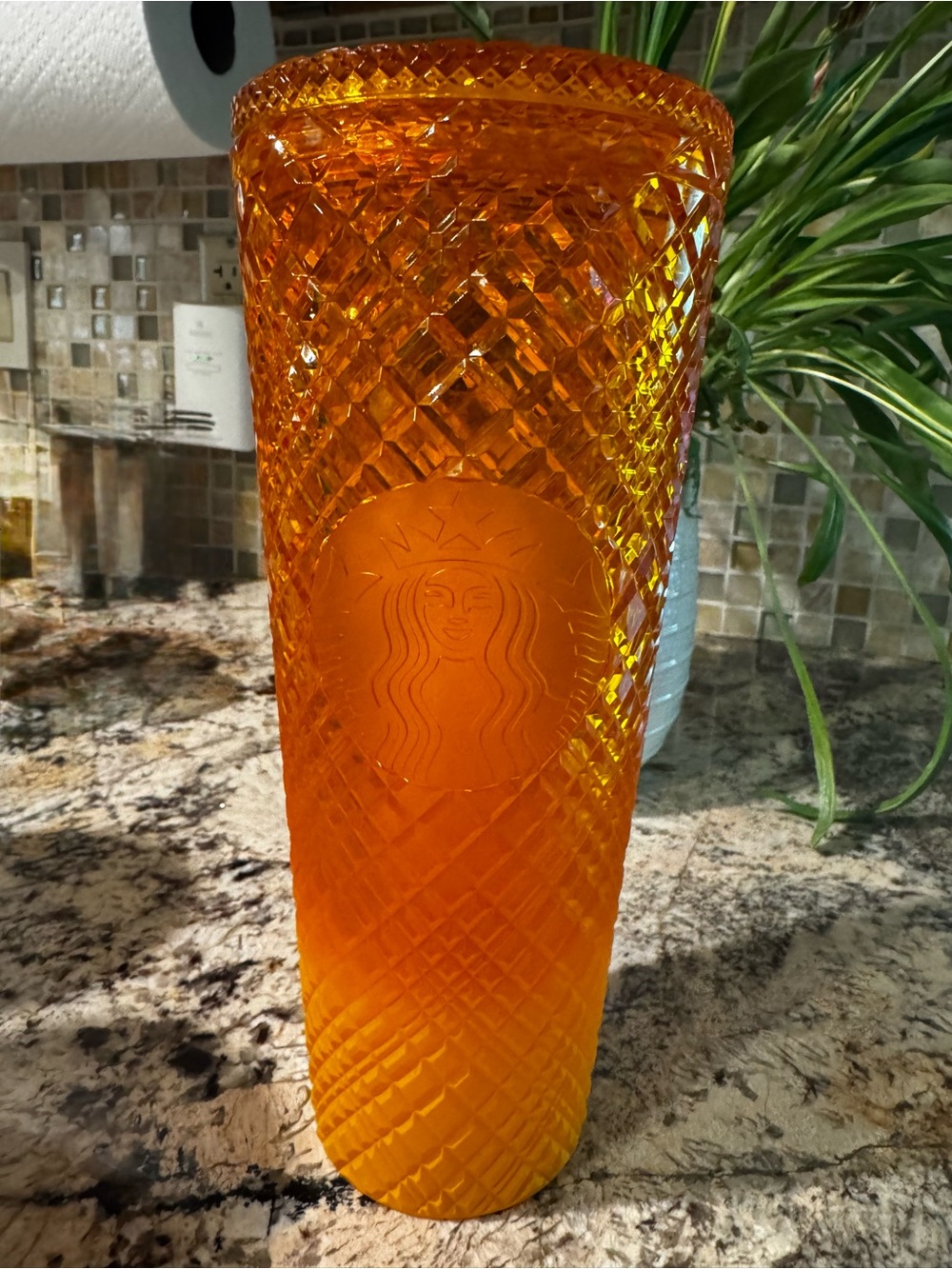 Starbucks Amber Orange Diamond-Textured Tumbler